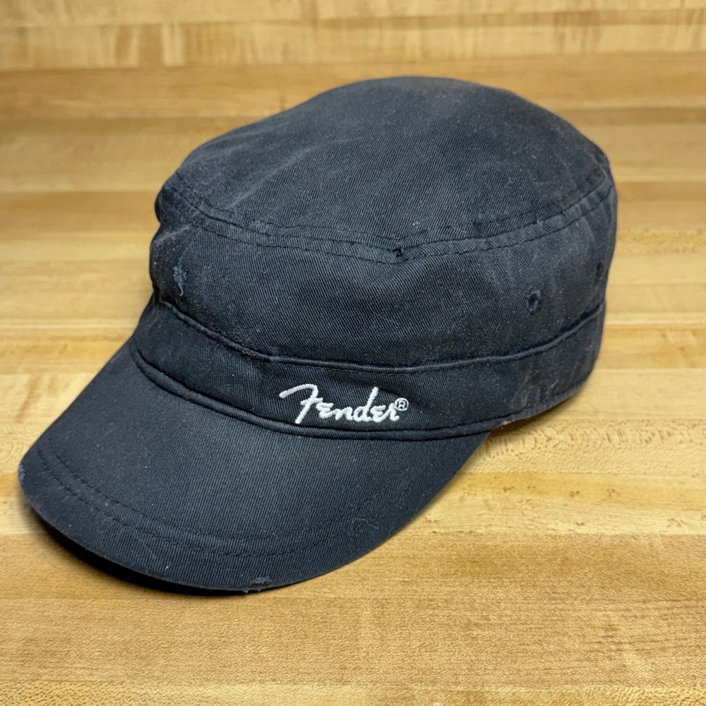 Fender Black Cotton Cadet Military Cap Hat Embroidered Logo Music Gear y2k punk
